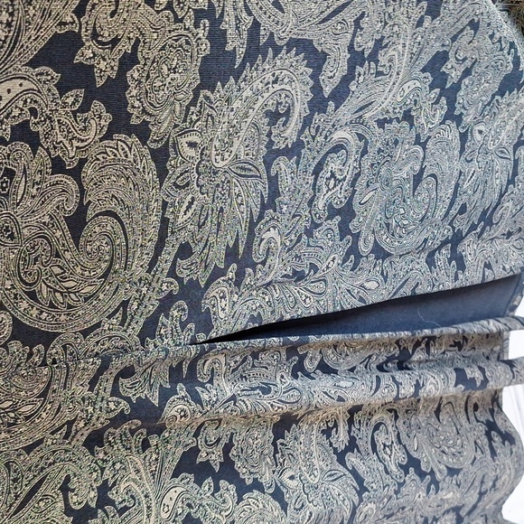 Susan Lawrence Retro Maxi Skirt SzM Paisley Knit Slit Front Black/Tan - Picture 5 of 7